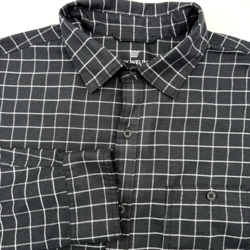 Mack Weldon Shirt Mens Large Charcoal Grey‎ Grid Tech Button Down Long Sleeve L